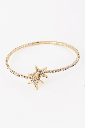 Let It Shine Double Star Rhinestone Studded Bracelet 5CCG1